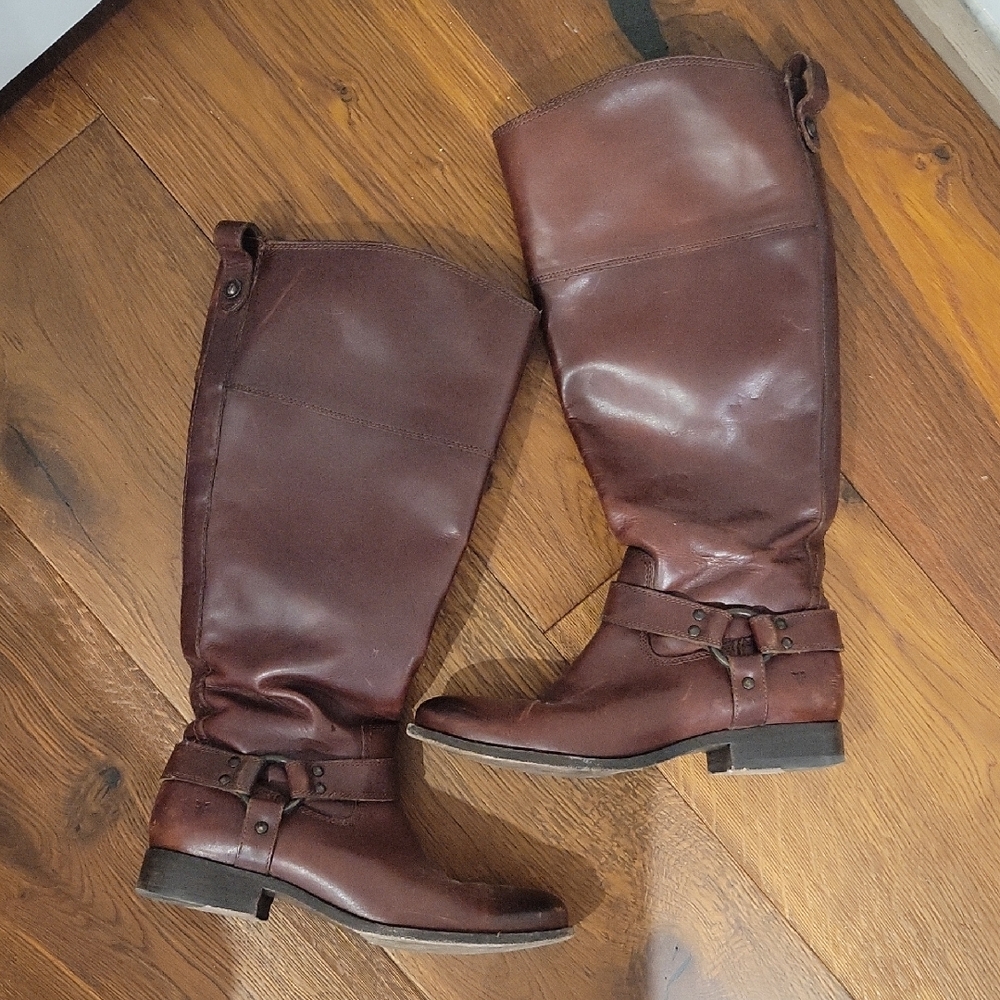 Brown Leather Knee-High Boots